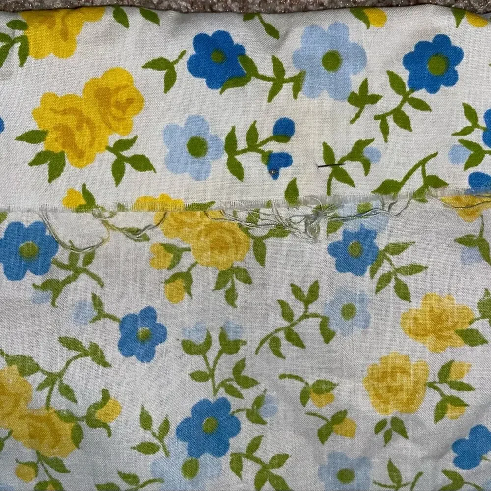 70s floral bedding set blue/yellow